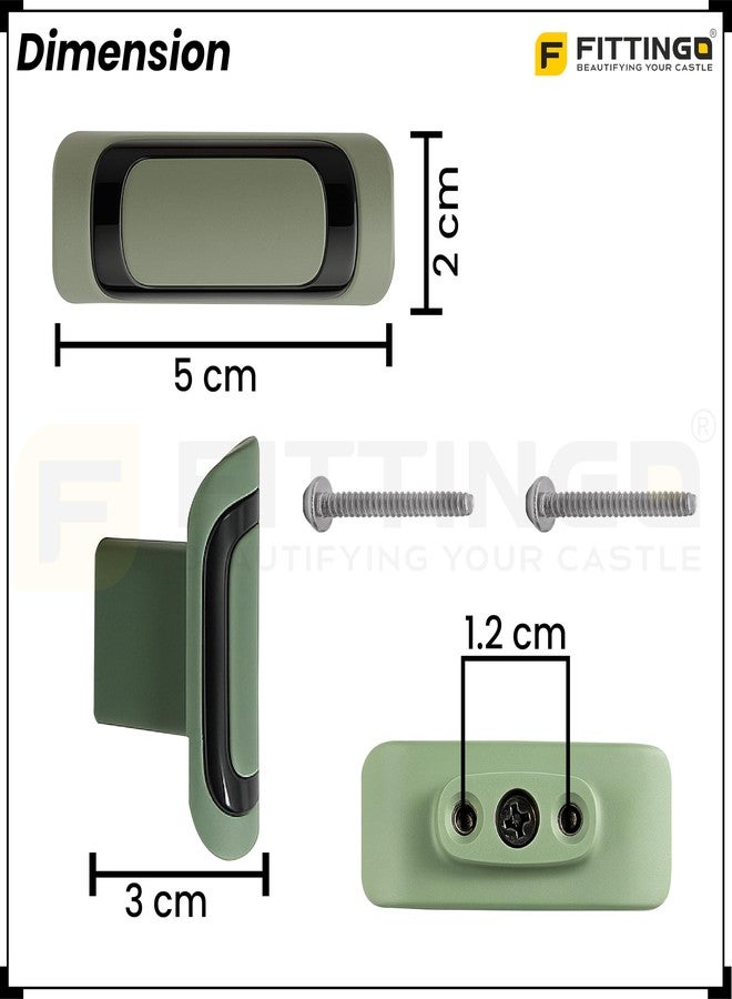 FITTINGO Drawer Knob/Door Knob/Drawer Handles/Knob for Drawer/Home Furniture & Interior Decor/Zinc Alloy (Graphite Green/Black Glossy) Pack of 4 - Image 2